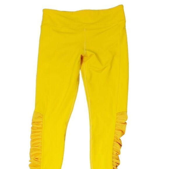 Zyia Yellow High-Rise Leggings with Side Mesh Rouging - Picture 2 of 5